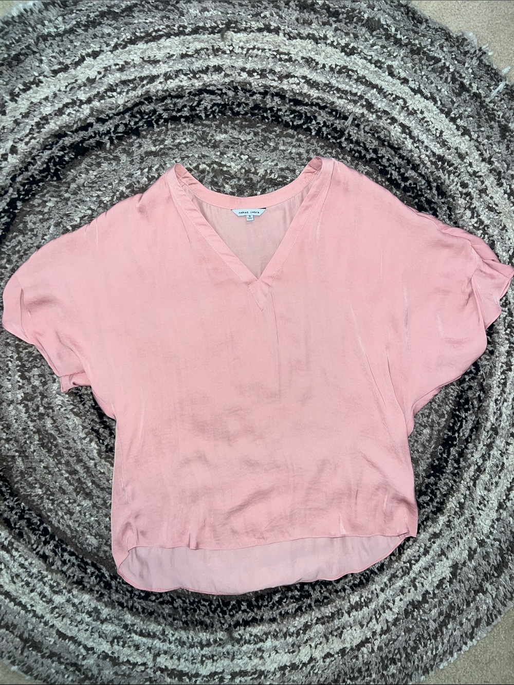 Naked Zebra Soft Blush Pink V-Neck Dolman Top